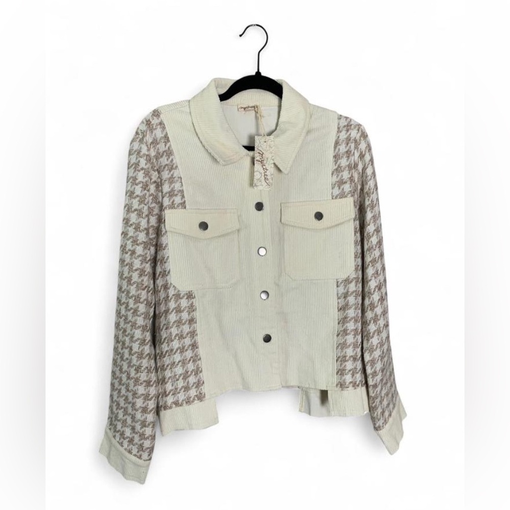 Mystree NWT Patchwork Houndstooth Shacket - Size … - image 2